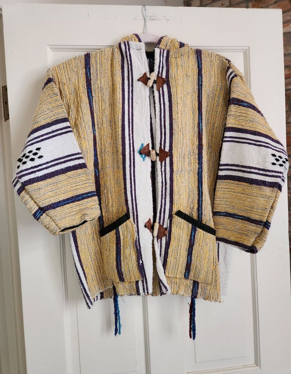 Toggle Baja Jacket Hoodie 3/4 Sleeve L Surfer Drug Rug Wooden Beachwear Coastal
